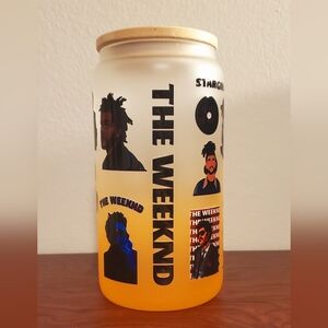 The Weeknd Themed Music lover XO Frosted Orange Glass Tumbler lid straw